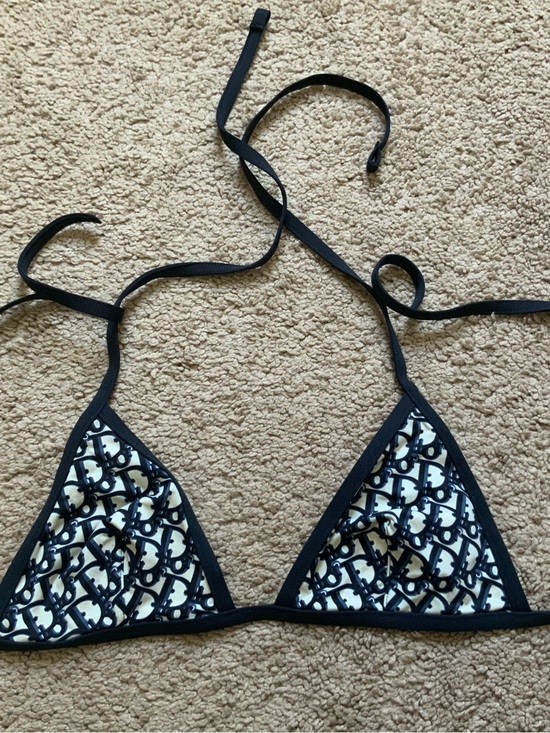 Dior Other - Dior Women’s Bikini Top Navy Blue Oblique Technical Fabric Strappy Size XS